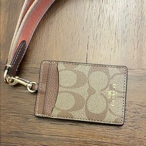 New Authentic Coach Classic Canvas Logo ID Card Lanyard